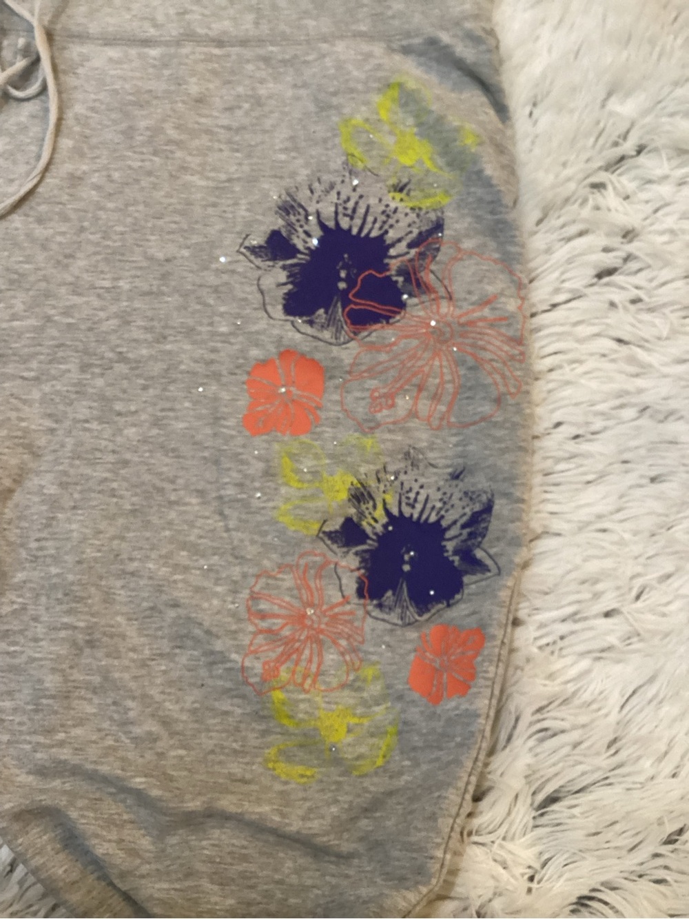 Lane Bryant 18/20 Gray Floral Capri Lounge Pants Drawstring Plus Size - Picture 3 of 13